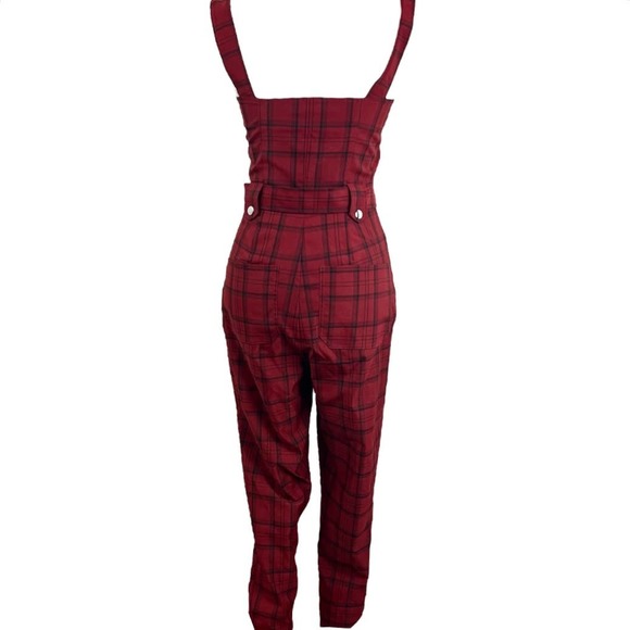 Weworewhat Red Plaid Overall Jumpsuit Red Plaid - Picture 5 of 9